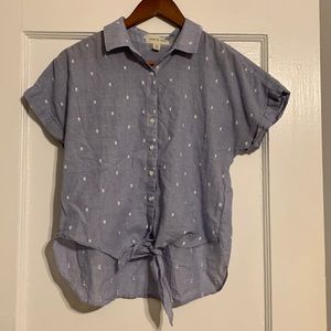 ✨ Anthropologie Tie-Waist Button-Down Blouse Sz XSP